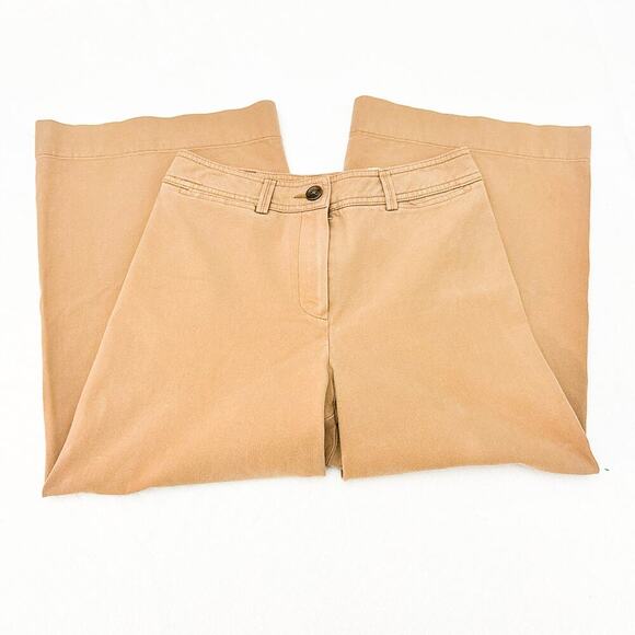 Trina Turk Cropped Khaki Wide Leg Zip Fly Denim Pants Size 2 - Picture 4 of 8